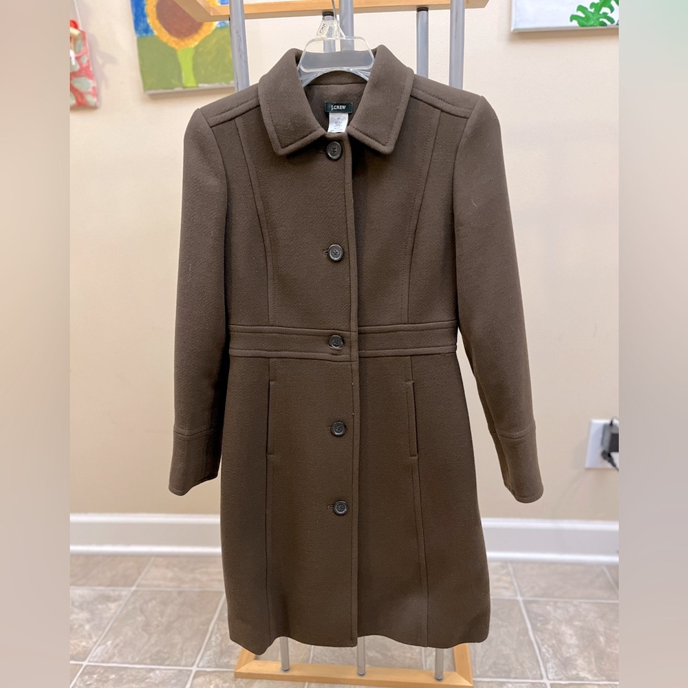 J.Crew brown lady day coat in Italian double-cloth wool blend